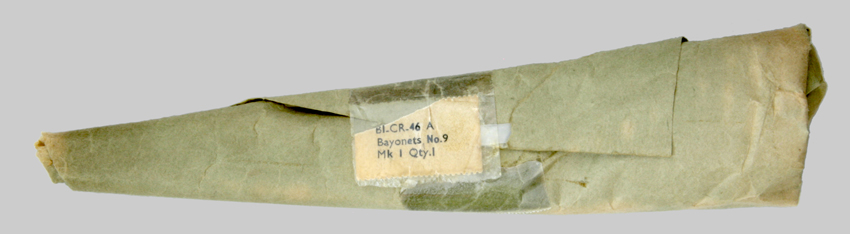 Image of British No. 9 Mk. I bayonet in wrapper with hard wax coating