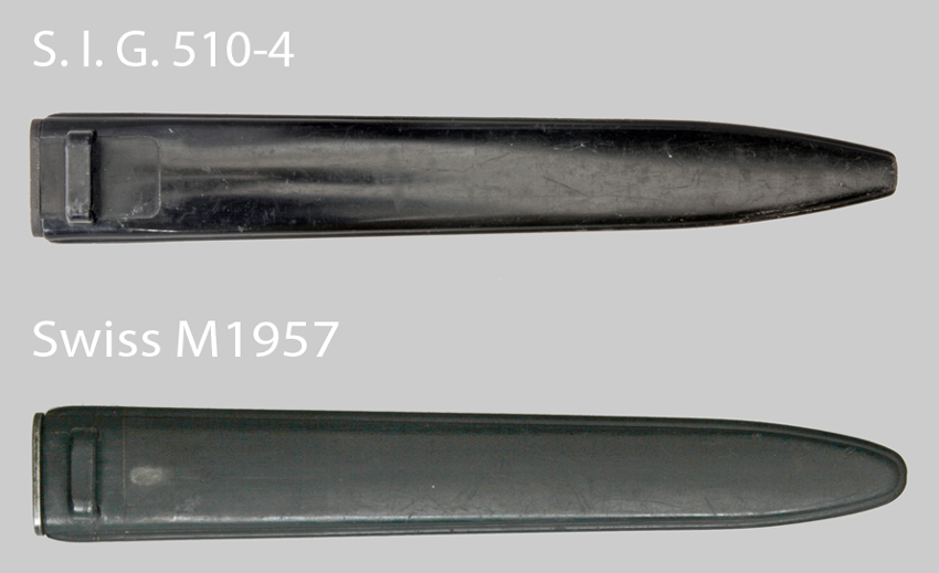 Comparison image of S.I.G. 510-4 and Swiss M1957 scabbards.