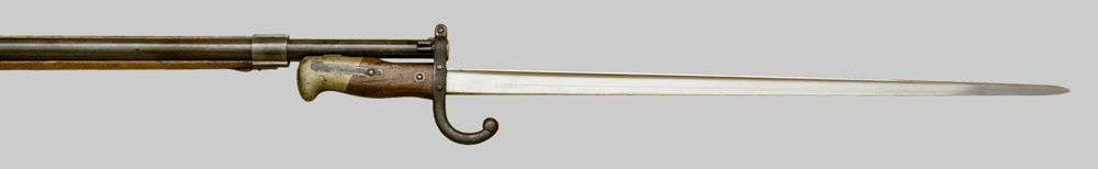 Image of French M1874 Gras bayonet mounted to the M1874 Gras rifle.