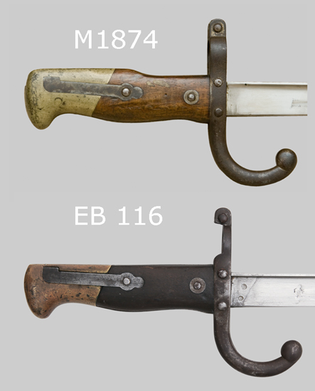 M1874 vs. EB116 Hilt Comparison image.