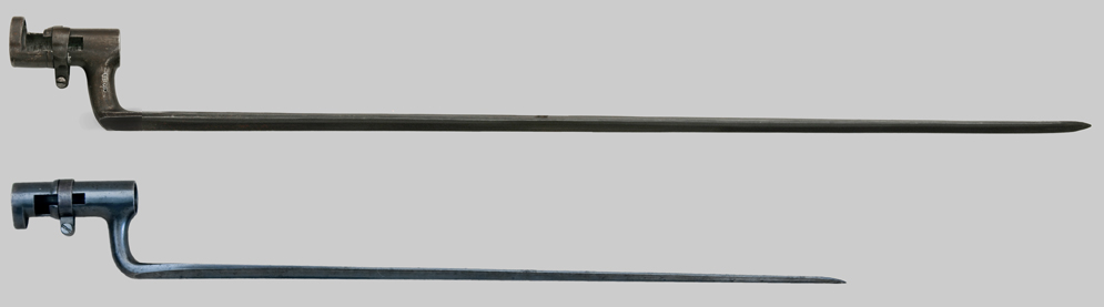 Image comparing Model 1860 size to U.S. Model 1873 socket bayonet