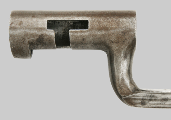 Image of the T-mortise (Wilson's Improvement) on a U.S. M1819 socket bayonet.