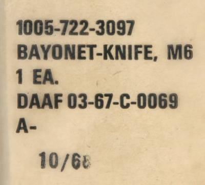 Image of Imperial Knife Co. 1967 Contract M6 Bayonet in Original Packaging.