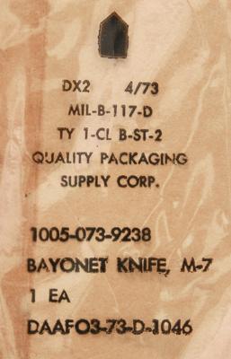 Image of Imperial Knife Co. 2nd 1973 Contract M7 Bayonet in Original Packaging.
