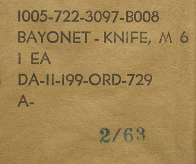 Image of label from Imperial M6 contract DA-11-199-ORD-729.