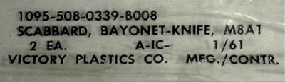 Image of Victory Plastics 1960 M8A1 Contract Label.