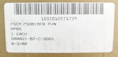 Image of Phrobis III, Ltd. Contract DAAA21-87-C-0001 M9 Bayonet Label.