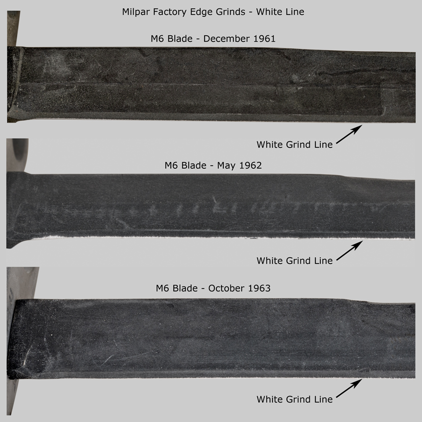 Image showing Milpar M6 bayonet blade edges exhibiting a white line.