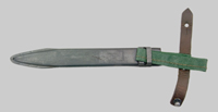 Thumbnail image of Bulgarian AK47 bayonet scabbard with vinyl belt hanger.