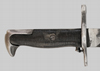 Thumbnail image of Italian M1 bayonet with leather scabbard.