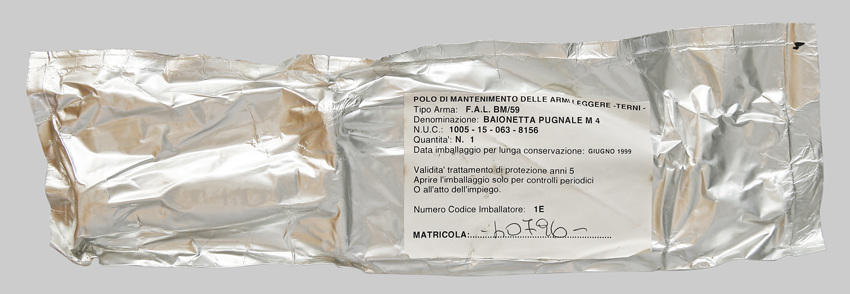 Image of Italian BM59/AR70 bayonet in original package.
